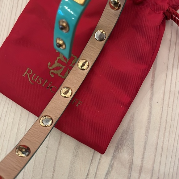 Rustic Cuff turquoise gold logos double wrap bracelet. Exceptional condition - Picture 7 of 7